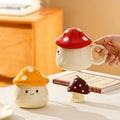 Mushroom Ceramic Mug with Lid Creative Couple's Cup Latte Mug Milk Cup Oat Cup Breakfast Cups Home Drinking Cups Tea Cups
