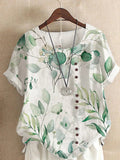 2025 Summer retro fashion printed loose casual shirt top, suitable for casual or vacation ladies' beachwear