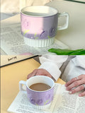 200ml Ceramic Mug Tulip Flower Cup Lovely Maiden Sense Water Cup Couple Style Coffee Cup Kitchen Drinkware Creative Mugs Cute