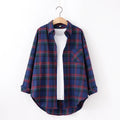 Fresh Flannel Plaid Shirt Women 2026 New Female Blouses and Tops Cotton Loose Long Sleeve Casual Shirts Fine Women's Clothes