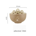 Japanese Creative Ceramic Soup Bowl Cute Cartoon Animals with Lid Cat Bowl Household Instant Noodles Bowl Rice Bowl Tableware