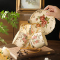Beautiful ceramic cups with floral patterns, coffee cups, tea sets, water cups. Suitable for family use or afternoon tea.