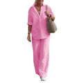 Two-piece Set Women Summer Suit Plus Size Cotton Linen Single-breasted Shirt Trousers Casual Top Wide Leg Pants Loose Outfits