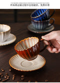 Vintage high-end striped kiln turned ceramic cup, hotel home office milk coffee cup, afternoon tea drinking cup