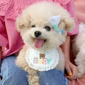 100% Cotton Pet Bib Lace Edge Bear Print Dog Bandana Saliva Towel for Small Dogs Cats Puppy Accessories