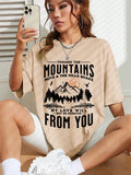 Spring Woman Cotton T-Shirts Mountains Setting Sun Printed Short Sleeve Tees Fashion Female Clothes Comfortable Soft Street Tops