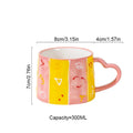 Cute INS style Ceramic Mug Creative Hand-Painted Love Heart Coffee Cup Couples Cup Breakfast Milk tea Mug Valentine's Day Gift
