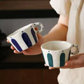 Exquisite Nordic Geometric Striped Ceramic Coffee Mug - Hand-Painted 10.5oz