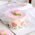 Creative Coffee Mug with Tulip Flower Design Ceramic Cup for Women Aesthetic Ins Style Breakfast Cup