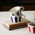 Exquisite Nordic Geometric Striped Ceramic Coffee Mug - Hand-Painted 10.5oz