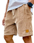 2026 New Mens Corduroy Shorts Retro Embroidered Logo Lace Up Casual Summer European American Fashion Drawstring Beach Pants