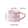 Cute INS style Ceramic Mug Creative Hand-Painted Love Heart Coffee Cup Couples Cup Breakfast Milk tea Mug Valentine's Day Gift
