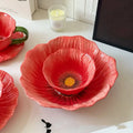 Multifunctional American Style Ceramic Flower Plate Light Luxury Modern Dining Plates Household Soup Bowls Kitchen