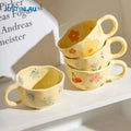 JUSTINLAU 300ml Cute Coffee Mug Ceramics Handmade Irregular Tea Cups Breakfast Milk Cup Home Desktop Cup Creative Tableware Gift