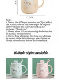 Cat-themed ceramic mug with lid and spoon cartoon style perfect for office or home use coffee cup mugs mug glass mug cup  mugs