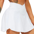 CHRLEISURE Crossover Tennis Skirt for Women Pleated Skirt with Pockets Elastic Golf Skorts Athletic Sports Shorts Activewear
