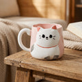 Drinkware 3D Embossed Ceramic Mug Cartoon Hand Painted Milk Mug Cat Pattern 500ml Coffee Cup Home Use