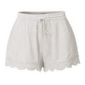 Women Lace Up Shorts Summer Casual Elastic Waist Wide Leg Sweat Fitness Running Short 2024 High Quality Thick Fabric Mini Shorts