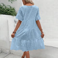 Women's Long Simple Casual Solid Hollow Out Pure Cotton Holiday Style High Waist Fashion Mid-Calf Summer Dresses NEW Vestidos