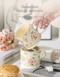 European Light Luxury Floral Mug High Value Retro Home Coffee Cup  Style Gold Afternoon Tea Ceramic Cups