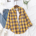 Fresh Flannel Plaid Shirt Women 2026 New Female Blouses and Tops Cotton Loose Long Sleeve Casual Shirts Fine Women's Clothes