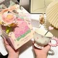 Cute ceramic cup as a holiday gift for girls - water cup with flowers, travel companion cup, coffee cup