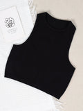 Women Casual Basic Sleeveless Rib-Knit Crop Tank Top Summer Casual Skinny Vest Solid Color Round Neck Camisole