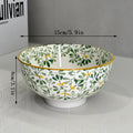 6-Inch Large Capacity Ceramic Bowl with Four Seasons Flower Patternfor Noodles Soup Salad Pasta，Microwave/Dishwasher Safe