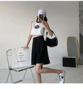 Knee Length Suit Shorts for Women Summer Thin High Waisted A-Line Wide Leg Pants Woman Loose Black Straight Leg Short Shorts