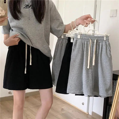 American Street Pure Cotton Summer Shorts for Women, Loose and Casual, Sporty Wide Leg Shorts, Casual Shorts