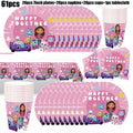 Gabby Dollhouse Birthday Party Supplies Plates Cups Tablecloth Napkins Gabby Cat Birthday Decoration Supply Kit Kids Party Favor