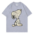 Snoopy Cartoon Anime Women T-shirt Summer Short Sleeve White 100% Cotton Men Tee Shirts Tops 2026 New Fashion Couple Clothing