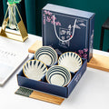 Bohemian Ceramic Tableware Household Gift Blue and White Porcelain Chopsticks Bowl Set Gift Box Packing