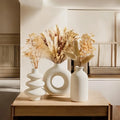 Set of 3 White Ceramic Bohemian Vase Set, Creative home decoration vase ornaments, Wedding home living room Bedroom decoration