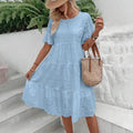 Women's Long Simple Casual Solid Hollow Out Pure Cotton Holiday Style High Waist Fashion Mid-Calf Summer Dresses NEW Vestidos