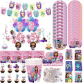 Gabby Dollhouse Birthday Party Supplies Plates Cups Tablecloth Napkins Gabby Cat Birthday Decoration Supply Kit Kids Party Favor