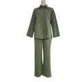 Two-piece Set Women Summer Suit Plus Size Cotton Linen Single-breasted Shirt Trousers Casual Top Wide Leg Pants Loose Outfits