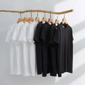 100% Pure Cotton Men's Casual Loose Fashion Letter Pattern Print Breathable Sports Short Sleeved Round Neck T-shirt Top