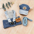 Denim Pet Leash Harness Set, Adjustable German-style Walking Chest Strap, Summer Outdoor Clothes for Cats, Universal for Dogs an