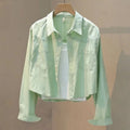 Women's Spring Summer Loose Cropped Blouses 2025 New Long Sleeve Thin Casual Coats Female Korean Fashion Streetwear Blusas Tops