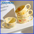 JUSTINLAU 300ml Cute Coffee Mug Ceramics Handmade Irregular Tea Cups Breakfast Milk Cup Home Desktop Cup Creative Tableware Gift
