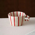 Exquisite Nordic Geometric Striped Ceramic Coffee Mug - Hand-Painted 10.5oz