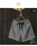 Elastic Waist Drawstring Plaid Loose Youth Vintage Shorts Summer Thin Simplicity Casual Hot Pants Fashion Trend Women Clothing