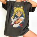2026 Pretty Girl Warrior Retro 90s Anime Printed T-shirt Summer Women's T-shirt Street Style Casual Trendy Short Sleeve Tops