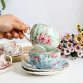 Bone China Coffee Cup Saucer Spoon Set Flower Tea Cups Set European Porcelain Cup and Saucer For Coffee Ceramic Cups Mugs Gift