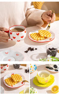 300ML Cute Hand Pinched Irregular Ceramic mug Flower Heart Pattern Coffee Cup Breakfast Milk tea cups Gift For Kids Girls