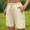 Women's Hiking Cargo Shorts with Zip Pockets Adjustable Drawstring Lightweight Summer Shorts for Travel Golf Camping Casual Wear