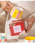 Cute INS style Ceramic Mug Creative Hand-Painted Love Heart Coffee Cup Couples Cup Breakfast Milk tea Mug Valentine's Day Gift