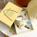 Cute ceramic cup as a holiday gift for girls - water cup with flowers, travel companion cup, coffee cup