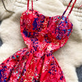 SINGREINY Lemon Print Beach Midi Dress Summer Women Spaghetti Strap A line Backless Split Korean Bohemian Floral Sundress